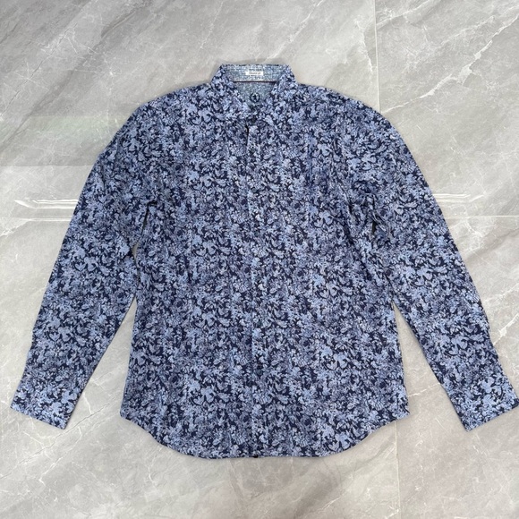 Men’s Bugatchi Floral Patterned Long Sleeve Button Down Dress Shirt Shaped Fit - Picture 1 of 16